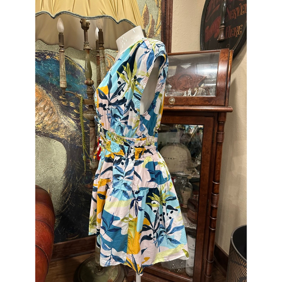 Women's Cynthia Rowley Mini Dress M Blue Yellow Floral - Picture 4 of 12